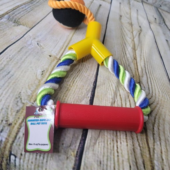 Large Dog Pull Rope with Orange Black Tennis Ball JMK 07000 - Picture 3 of 4